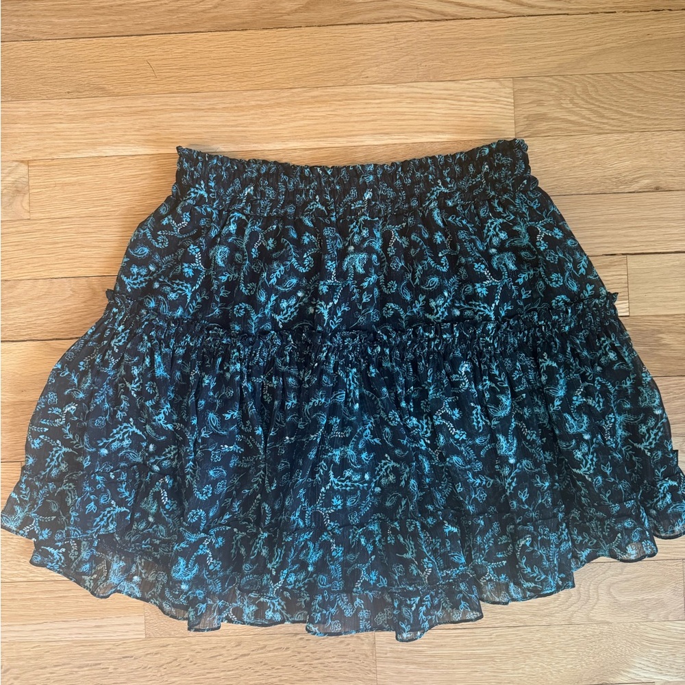 Misa Los Angeles Women's Teal Lurex Chiffon Mini Skirt - S
